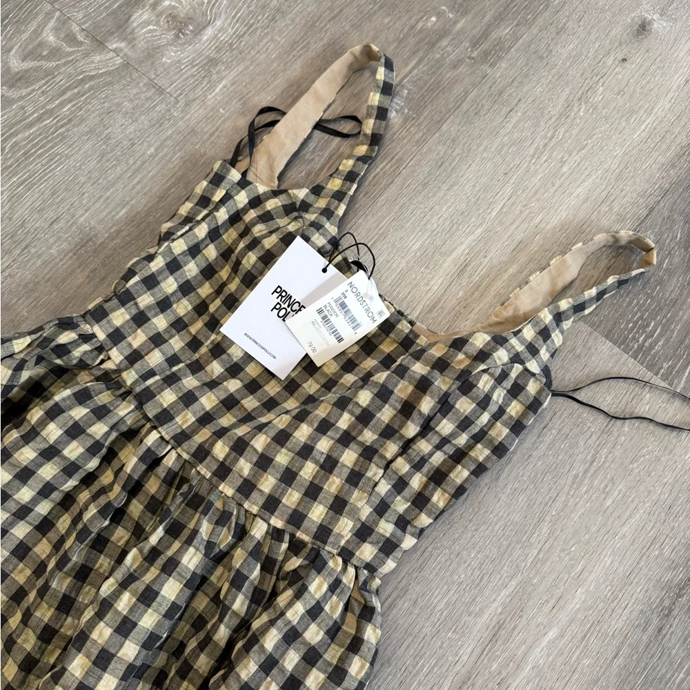 Princess Polly Plaid Black and Cream Maxi Dress - Picture 4 of 7